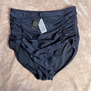 RELLECIGA Black High Waisted Bikini Bottoms with Ruching - Size XXL | Vacation